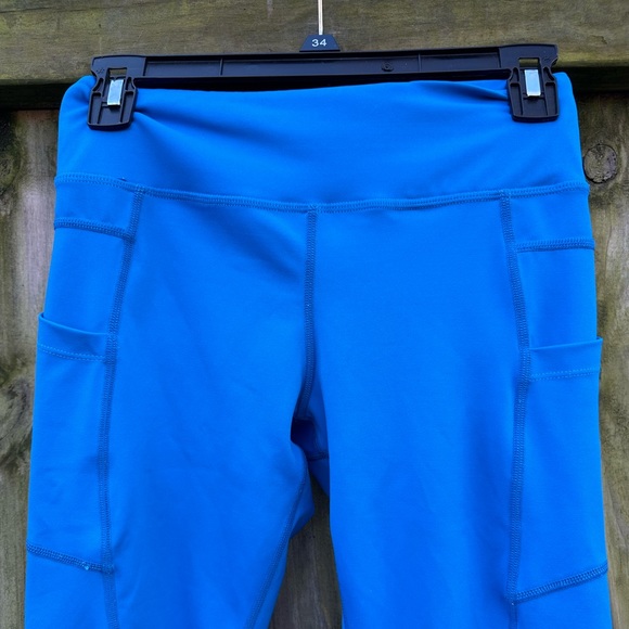 Zyia Light N Tight 7/8 Legging Bright Blue Pockets Size 4 - Picture 6 of 11